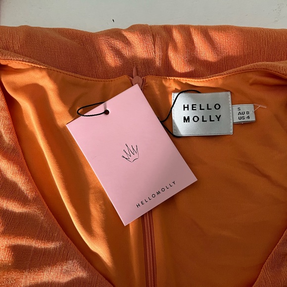 Hello Molly Tale of Love Mini Dress Romantic Long Sleeves Orange 4 NWT - Picture 5 of 7